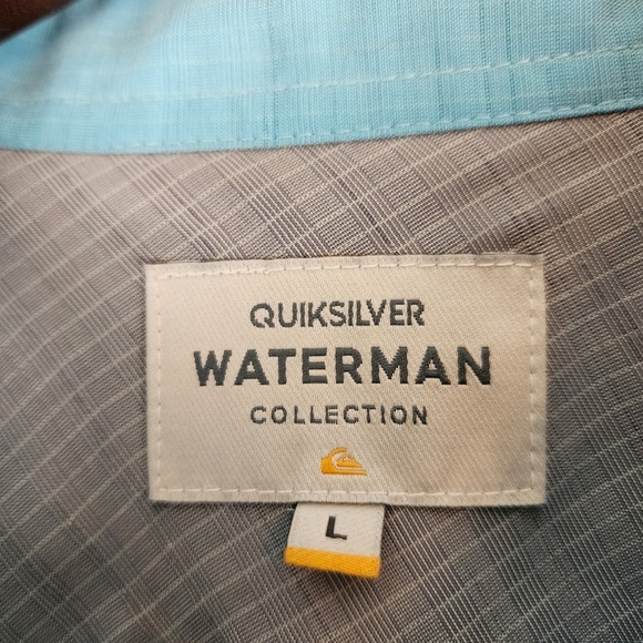 QuikSilver Waterman Collection Comfort Fit Anti Wrinkle Shirt Aqua Size Large - Picture 2 of 6